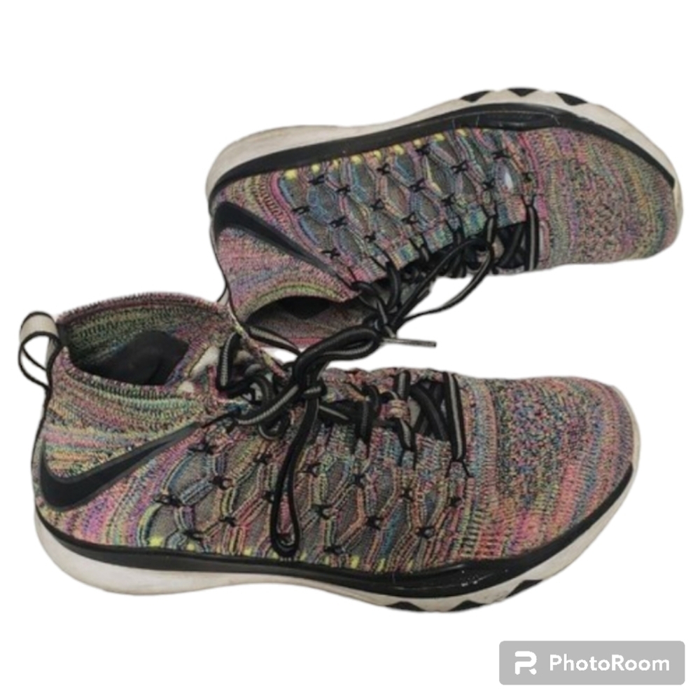 Nike Train sz 7 Ultrafast Flyknit Volt multi colors pink blue white Mens